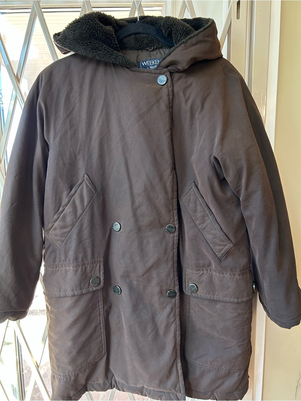 Weekend Max Mara Dark Brown Hooded Puffer Parka 2